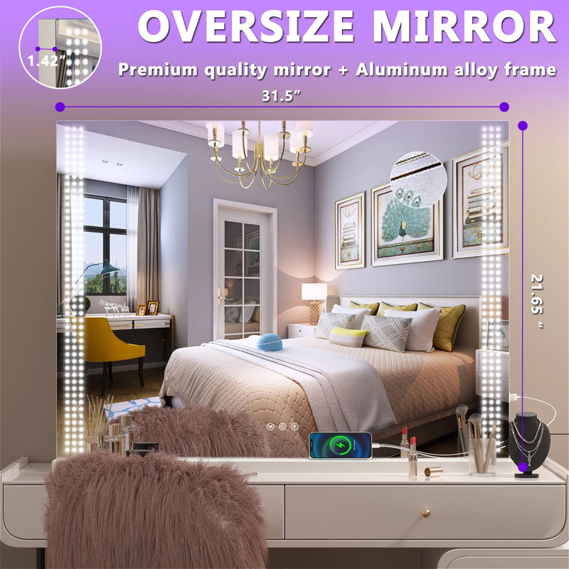 Wrought Studio Gildas Rectangle LED Metal Dresser Mirror & Reviews